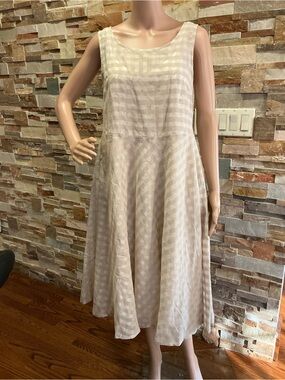 MaxMara Cream Check Sleeveless Midi Dress